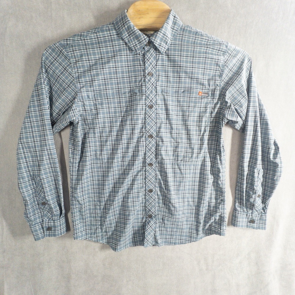 Simms Fishing Button Up Nylon Spandex Shirt Mens Medium Gorpcore Lake Outdoors